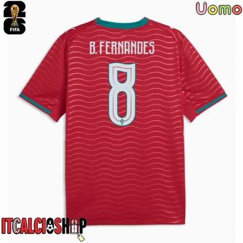 Portogallo Bruno Fernandes #8 Prima Maglia Mondiali 2026 Manica Corta